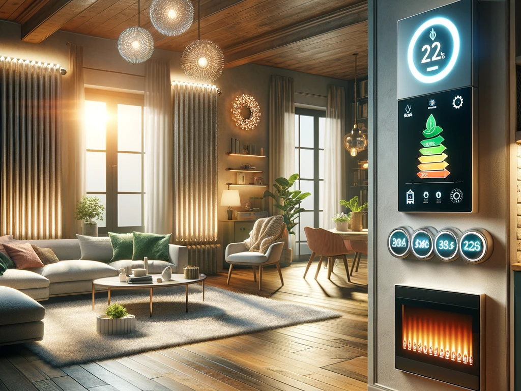 DALL·E 2024-01-17 09.47.45 – Create a highly detailed and realistic image that showcases a smart heating system in a home, emphasizing energy savings. The image should feature the DALL·E 2024-01-17 09.47.45 - Create a highly detailed and realistic image that showcases a smart heating system in a home, emphasizing energy savings. The image should feature the